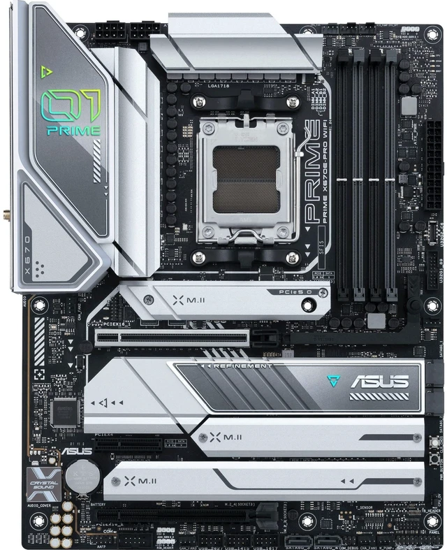 Alt view image 3 of 5 - ASUS Prime X670E-PRO WiFi AMD X670 AM5 Ryzen Desktop 9000 8000 & 7000 ATX Motherboard with PCIe 5.0, Four M.2 Slots, DDR5 Slots, USB 3.2 Gen 2x2 Type-C, USB4 Support, WiFi 6E, and 2.5G Ethernet