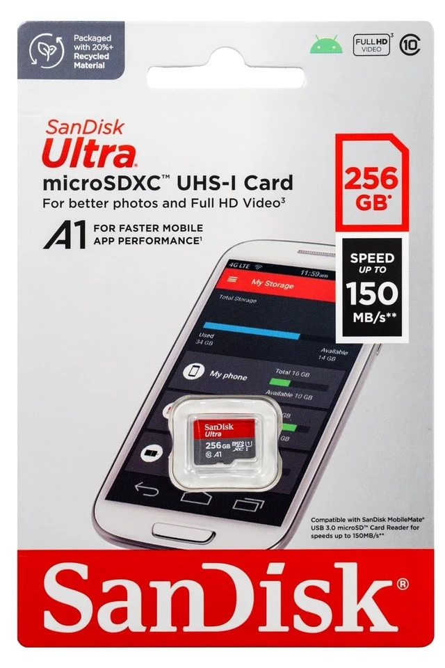 Alt view image 2 of 5 - SanDisk 256GB Ultra MicroSDXC Memory Card Compatible with Motorola Phones