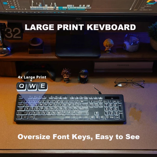 Alt view image 2 of 5 - BERGUF Backlit Keyboard for Mac Full Size Wired USB Keyboard with Numeric Keypad, White Illuminated Keys, Compatible with MacBook Pro/Air, iMac, Mac mini/Pro Space Gray