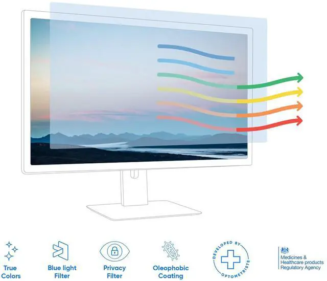 Alt view image 2 of 5 - Ocushield 21.5 (16:9) Premium Anti Blue Light Screen Protector with Privacy Filter for Laptops and Computer Monitors - Anti-Glare - Easy Install - Anti-Fingerprint - Reduce Eye Fatigue (477 x 268 mm)