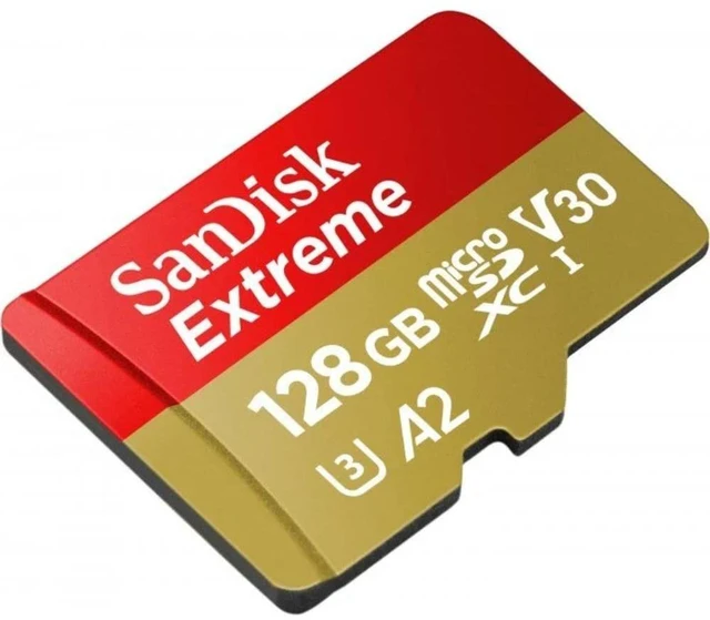 Alt view image 2 of 3 - SanDisk 128GB Extreme microSD UHS I Card for 4K Video on Smartphones, Action Cams & Drones 190MB/s Read, 90MB/s Write SDSQXAA 128G GN6MN, Red/Gold