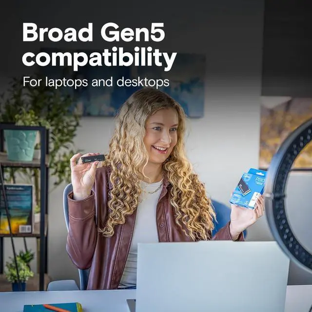 Alt view image 4 of 5 - Crucial P510 PCIe Gen5 NVMe 2TB SSD, Up to 10,000MB/s, TLC NAND, Laptop & Desktop (PC) Compatible, for Gamers & Creatives, Solid State Drive CT2000P510SSD8-01