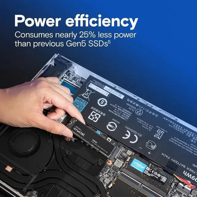 Alt view image 5 of 5 - Crucial P510 PCIe Gen5 NVMe 2TB SSD, Up to 10,000MB/s, TLC NAND, Laptop & Desktop (PC) Compatible, for Gamers & Creatives, Solid State Drive CT2000P510SSD8-01