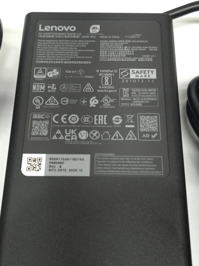 Alt view image 3 of 5 - Lenovo 400W ADL400SDC3A AC Adapter for Lenovo Legion Pro 7i Gen 10 Intel 16 inch 2025 Gaming Laptop. ADL400SCC3A.