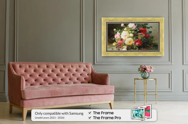 Alt view image 2 of 5 - Contemporary Gold 43" Deco TV Frame for Samsung The Frame/Pro TVs