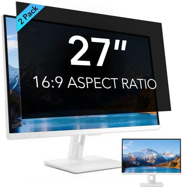 Main image of QOYZINE 2 Pack 27 inch Computer Privacy Screen Filter for 16:9 Aspect Ratio Widescreen Monitor,27in Curved Computer Monitor Privacy Shield Anti Glare Eye Protection, Anti-Scratch Removable Protector F