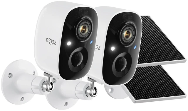 Main image of Dzees 2K Solar Security Cameras Wireless Outdoor, Battery Powered, 2 Pack