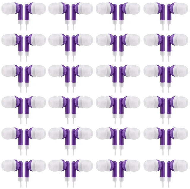 Main image of CN-Outlet Wholesale Bulk Eearbuds Headphones 100 Pack for Kids,Classroom,Labs,Students and Adults(Purple)