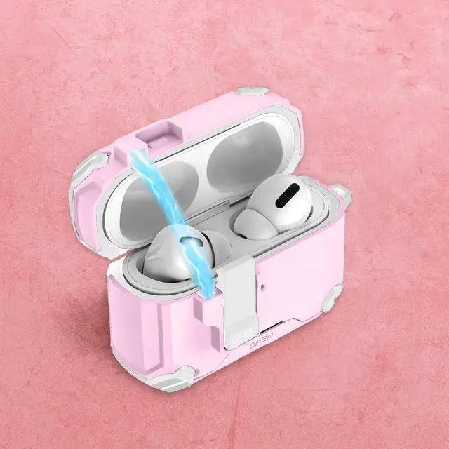 Alt view image 5 of 5 - SaharaCase - AirPods Pro 3 Case - MagSafe, Heavy-Duty, Secure Lock ^^ Raider Series - Pink