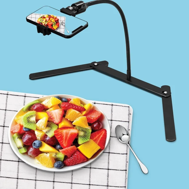 Alt view image 4 of 5 - MAKKIWAI Phone Stand for Recording, Phone Tripod Adjustable and Solid, Overhead Phone Mount, Fixable Gooseneck Phone Holder for Video Recording, Online Teaching, Cookie Decorating, Live Streaming