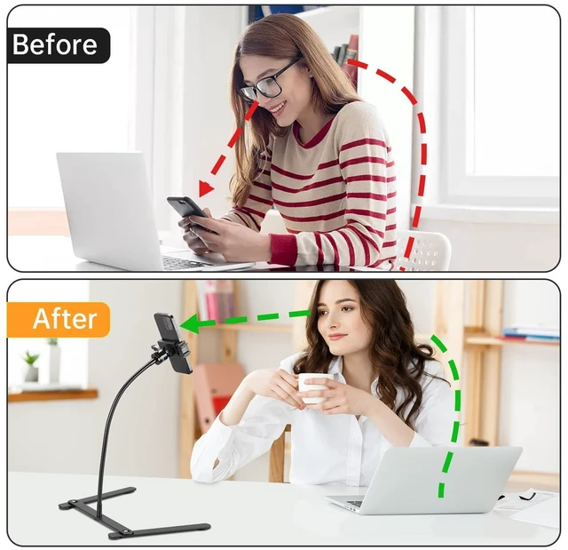 Alt view image 5 of 5 - MAKKIWAI Phone Stand for Recording, Phone Tripod Adjustable and Solid, Overhead Phone Mount, Fixable Gooseneck Phone Holder for Video Recording, Online Teaching, Cookie Decorating, Live Streaming