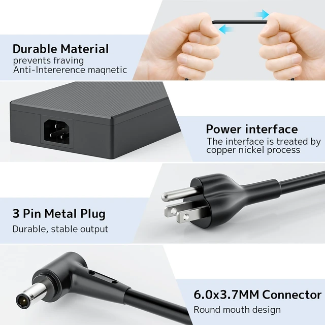 Alt view image 5 of 5 - 240W AC Adapter ADP-240EB B Fit for ASUS ROG TUF Gaming Laptop Charger