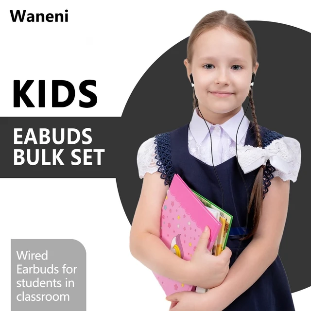 Alt view image 4 of 5 - Waneni Wholesale Bulk Earbuds Headphones 100 Pack Class Set for School Classroom Students Kids Children Toddler Boys Girls Teen Adults(Black,100 Pack)