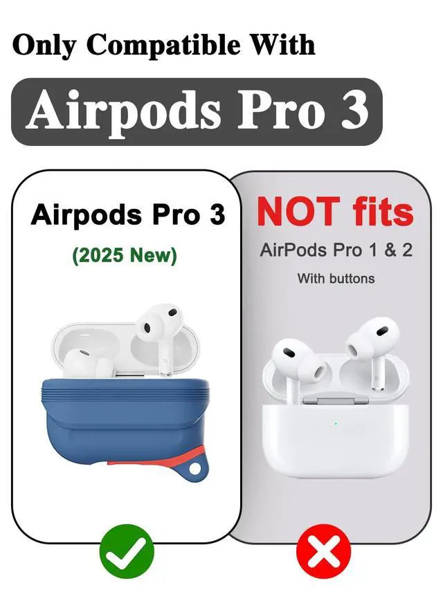 Alt view image 2 of 5 - HALLEAST for AirPods Pro 3 Case Waterproof, Front LED Visible & Support Wireless Charging, Protective Silicone Case Cover Compatible with for AirPods Pro3 Accessories, US Patent, Dark