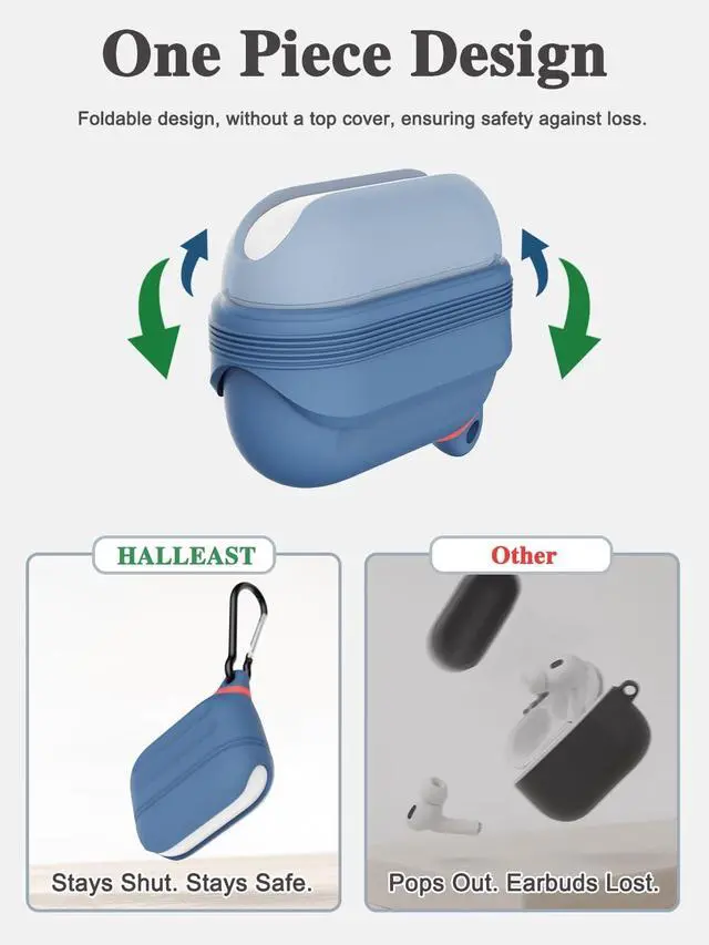 Alt view image 3 of 5 - HALLEAST for AirPods Pro 3 Case Waterproof, Front LED Visible & Support Wireless Charging, Protective Silicone Case Cover Compatible with for AirPods Pro3 Accessories, US Patent, Dark