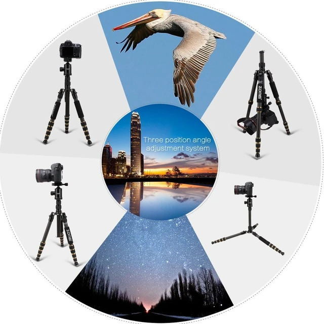 Alt view image 3 of 5 - ZOMEI Z669C Carbon Fiber Portable Tripod with Ball Head Compact Travel for Canon,Sony, Nikon, Samsung, Panasonic, Olympus, Kodak, Fuji, Cameras and Video Camera