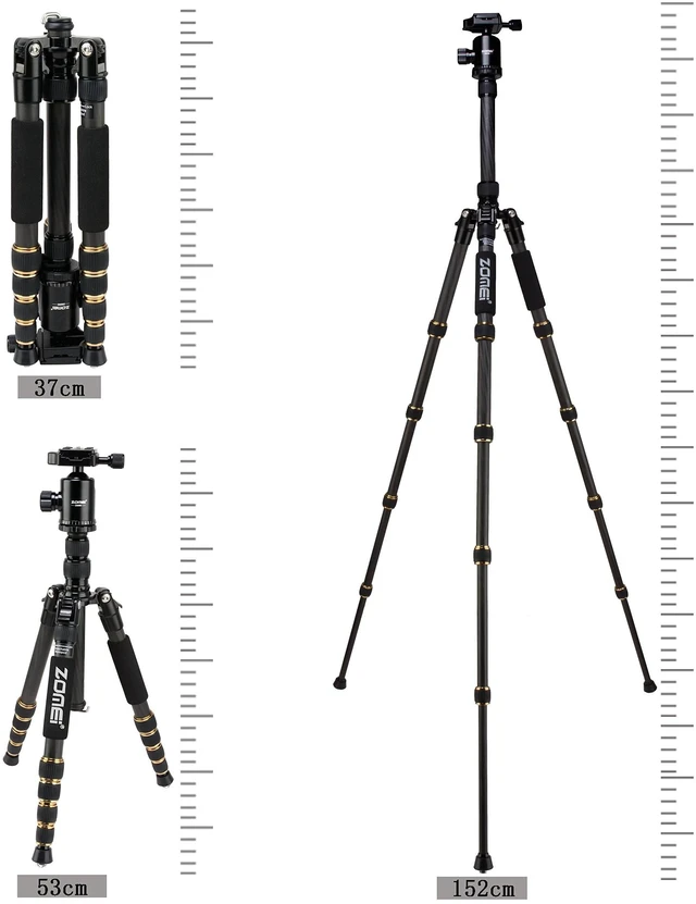 Alt view image 4 of 5 - ZOMEI Z669C Carbon Fiber Portable Tripod with Ball Head Compact Travel for Canon,Sony, Nikon, Samsung, Panasonic, Olympus, Kodak, Fuji, Cameras and Video Camera