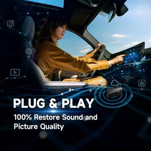 Alt view image 5 of 5 - Jemluse Wireless CarPlay Adapter for Apple iPhone - Multi-User Seamless Connection for Convert Wired to Wireless Car Play Adapter - No Latency from iOS 10+ to Screen w/USB C (All Black)