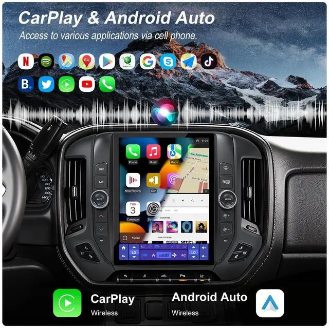 Alt view image 4 of 5 - 12.1" QLED Car Radio Stereo Upgrade for Chevy Silverado & GMC Sierra 2014-2018, 8-Core Head Unit 4GB+64GB with CarPlay/Android Auto, 2K Touch Screen and 1080P Backup Camera
