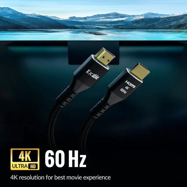 Alt view image 2 of 5 - 4K HDMI Cable 15 Feet (10 Pack), Ultra HD HDMI 2.0 Cable, Nylon Braided & Gold-Plated Connectors, 4K @ 60Hz, 2K,1080P, HDCP 2.2, ARC, Bulk HDMI Cables for Laptop, Monitors, HDTV, PS5, Xbox One & More