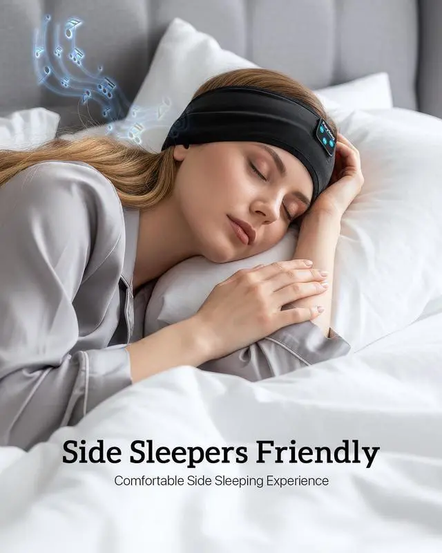 Alt view image 2 of 5 - 2 Pack Sleep Headphones Headband, Bluetooth Sleeping Headphones for Side Sleepers, Wireless Headband Headphones with Ultra-Thin Speakers, Noise Cancelling Sleep Mask Headphones for Women & Men