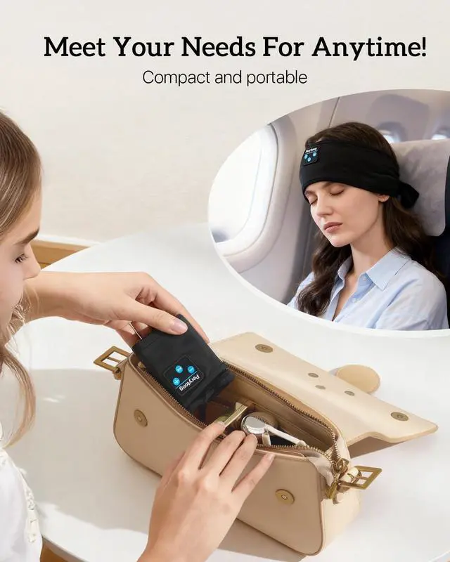 Alt view image 5 of 5 - 2 Pack Sleep Headphones Headband, Bluetooth Sleeping Headphones for Side Sleepers, Wireless Headband Headphones with Ultra-Thin Speakers, Noise Cancelling Sleep Mask Headphones for Women & Men