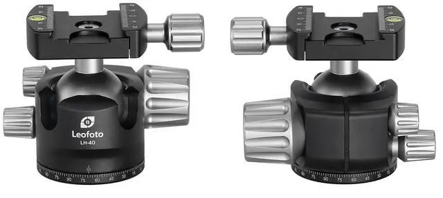 Alt view image 2 of 5 - Leofoto LH-40 Ball Head, 40mm Ball, Low Profile, Firction Contorl, Base Panning Contorl, Bubble Level, Include 70mm QR Plate, Arca Compatible
