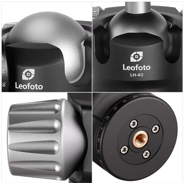 Alt view image 4 of 5 - Leofoto LH-40 Ball Head, 40mm Ball, Low Profile, Firction Contorl, Base Panning Contorl, Bubble Level, Include 70mm QR Plate, Arca Compatible