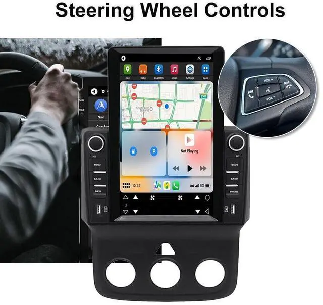 Alt view image 3 of 5 - Slakerbe Android 14 Double Din Car Radio Compatible with Dodge Ram 1500 2500 3500 2013-2018, 4G+64G 9.7" Touch Screen Car Stereo with Wireless Carplay Android Auto GPS WiFi Mic Backup Camera