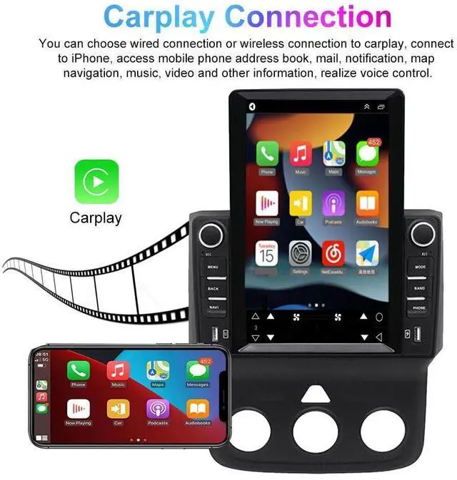 Alt view image 4 of 5 - Slakerbe Android 14 Double Din Car Radio Compatible with Dodge Ram 1500 2500 3500 2013-2018, 4G+64G 9.7" Touch Screen Car Stereo with Wireless Carplay Android Auto GPS WiFi Mic Backup Camera