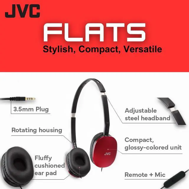 Alt view image 2 of 4 - JVC Flats On-Ear Wired Headphones - Flat Foldable Design - 30mm Driver for Powerful Sound - Soft Ear-Pads for Comfort Steel Headband - Lightweight & Portable - 3.5mm Slim Plug - HAS160M