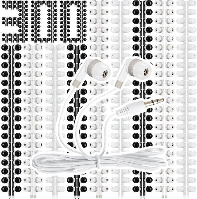 Main image of Kigeli 300 Packs Bulk Earbuds Headphones Wired Earphones for Classroom Kids Colorful in Ear Students Ear Buds with 3.5mm Jack for Laptop School Library Supplies, No Microphone (Black,White,Grey)