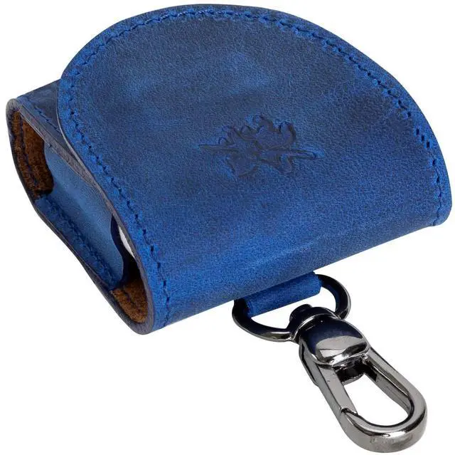 Alt view image 3 of 5 - Bari Leather Cover Compatible with Apple AirPods 1 and Airpods 2 Charging Case - Antique Dark Blue