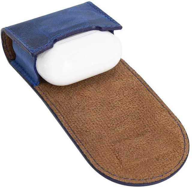 Alt view image 5 of 5 - Bari Leather Cover Compatible with Apple AirPods 1 and Airpods 2 Charging Case - Antique Dark Blue