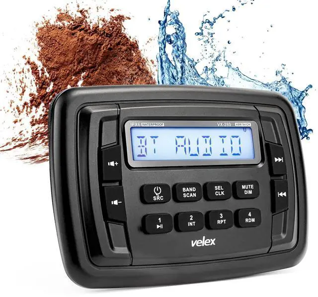 Main image of Velex Powersport Marine Stereo Radio AM FM Tuner Stereo 4 x 45W Bluetooth Streaming UTV ATV