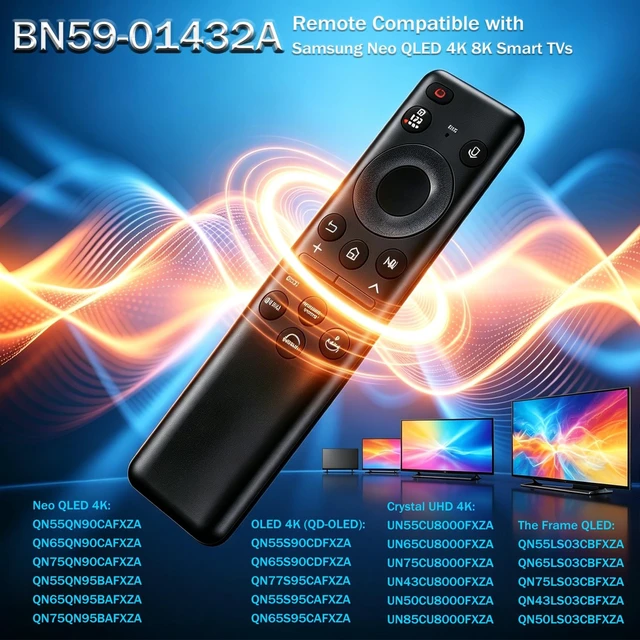 Alt view image 2 of 5 - BN59-01432A TM2360E Solar Voice Remote Compatible with Samsung Neo QLED 8K HDR Smart TVs, Fit for Frame Crystal UHD Smart TV, with Bluetooth Rechargeable Solar Cell, 2023 Model Black, BN59-01432