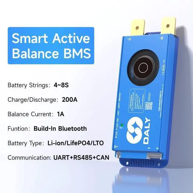 Alt view image 2 of 5 - DALY Smart Active Balance BMS 200A 12V-24V 4S-8S Built-in Bluetooth with RS485 CAN PCB Battery Protection Board for Li-ion LifePO4 LTO Battery Pack