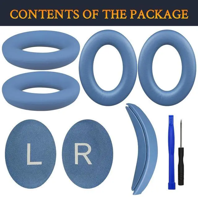 Alt view image 4 of 4 - SOULWIT Replacement Kit for Bose QuietComfort 45 (QC45)/Quiet Comfort 35 (QC35, QC35II)/QC SE/QC Wireless Headphones, Ear Pads Cushions + Headband + Silicone Earpads Cover Protector - Blue D
