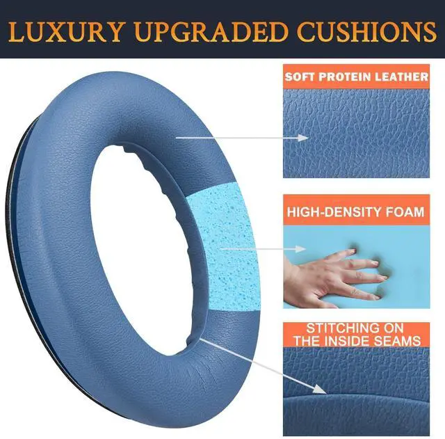 Alt view image 3 of 4 - SOULWIT Replacement Kit for Bose QuietComfort 45 (QC45)/Quiet Comfort 35 (QC35, QC35II)/QC SE/QC Wireless Headphones, Ear Pads Cushions + Headband + Silicone Earpads Cover Protector - Blue D