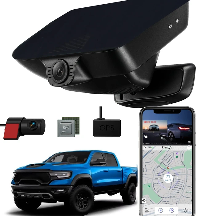 Main image of QHI S87D OEM Dash Cam for RAM 1500 2019-2024,4K+1080P Dual 128GB GPS CPL