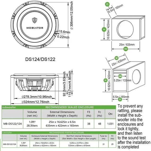 Alt view image 2 of 5 - mobiator 12'' Shallow Mount Car Subwoofer Dual 2 Ohm, 1400W Max 350W RMS High Performance Slim Car Audio Subwoofer, 3 Inch High Temperature Voice Coil, FS Lower to 28Hz, Update Version, MB-DS122