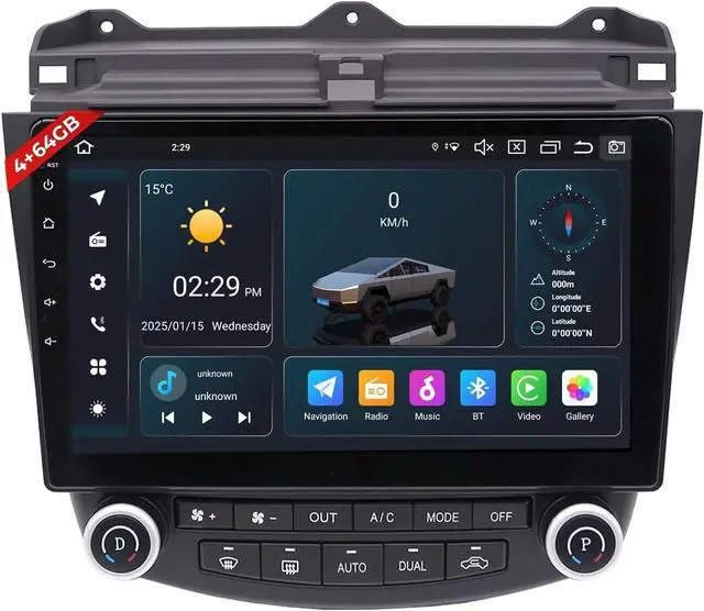 Main image of Android 14.0 Car Radio for Honda Accord 7th 2003-2007, 10.1" QLED Touchscreen Car Stereo with CarPlay Android Auto, Octa-Core 4GB RAM+64GB ROM Support SWC,GPS Navi,WiFi/4G,AM/FM/RDS,Bluetooth