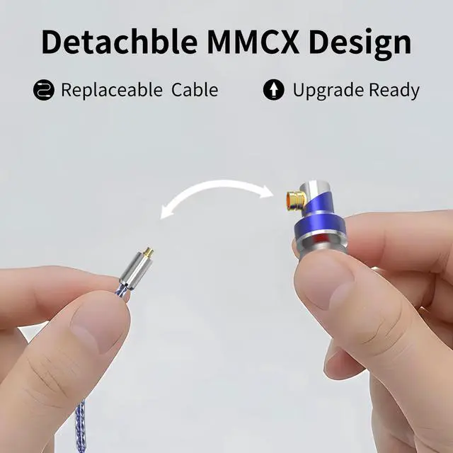 Alt view image 3 of 5 - GUAEIMO G8M3B1U Dynamic Driver IEM Earphones with Detachable MMCX Cable - HiFi in-Ear Monitors with 8-Core Braided Wire and 3.5mm Plug for Audiophiles and Daily Listening Blue Silver