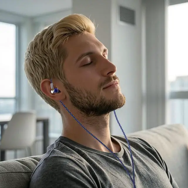 Alt view image 5 of 5 - GUAEIMO G8M3B1U Dynamic Driver IEM Earphones with Detachable MMCX Cable - HiFi in-Ear Monitors with 8-Core Braided Wire and 3.5mm Plug for Audiophiles and Daily Listening Blue Silver