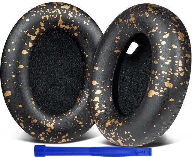 Main image of SOULWIT Replacement Earpads for Sony WH-1000XM4 (WH1000XM4) Headphones, Ear Pads Cushions with Noise Isolation Foam, Added Thickness, Without Affecting Sensor - Black Gold