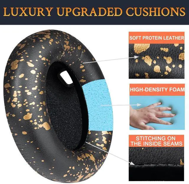 Alt view image 3 of 4 - SOULWIT Replacement Earpads for Sony WH-1000XM4 (WH1000XM4) Headphones, Ear Pads Cushions with Noise Isolation Foam, Added Thickness, Without Affecting Sensor - Black Gold