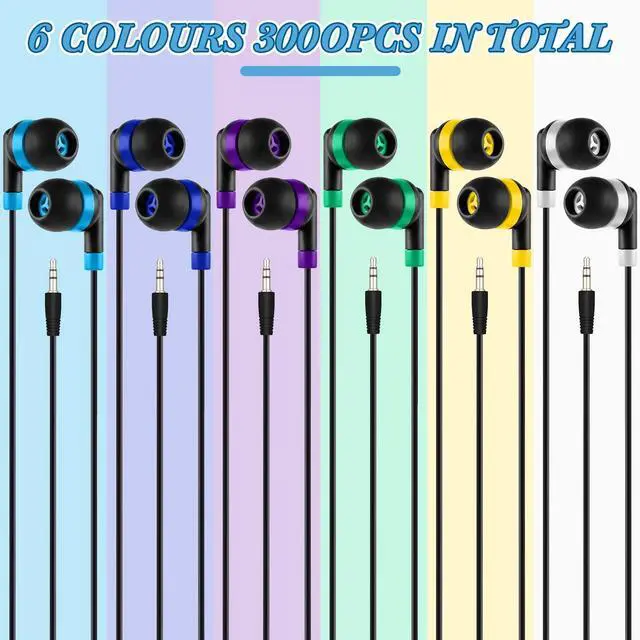 Alt view image 2 of 5 - Kigeli 300 Packs Bulk Earbuds Headphones Wired Earphones for Classroom Kids Colorful in Ear Students Ear Buds with 3.5mm Jack for Laptop School Library Supplies, No Microphone (Interlaced Black)