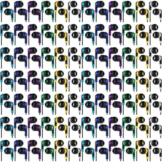 Alt view image 3 of 5 - Kigeli 300 Packs Bulk Earbuds Headphones Wired Earphones for Classroom Kids Colorful in Ear Students Ear Buds with 3.5mm Jack for Laptop School Library Supplies, No Microphone (Interlaced Black)