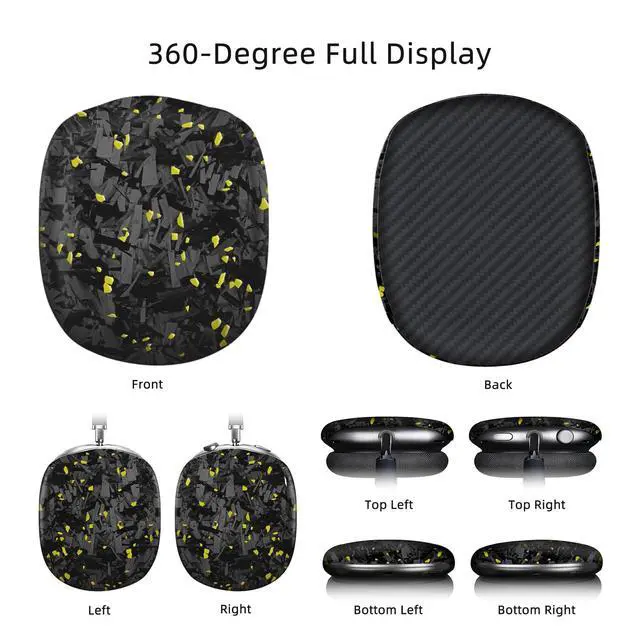 Alt view image 3 of 5 - MONOCARBON Real Carbon Fiber Case for AirPods Max (2024/2020), Military-Grade Protective Hard Cover for Apple Headphones, Unique Forged Matte, Scratch-Resistant, Essential Accessories-Matte Gold