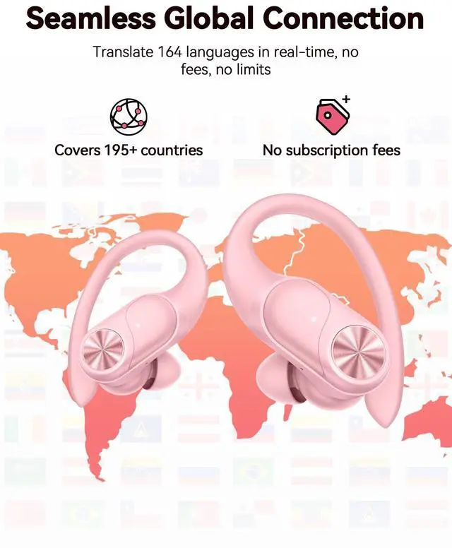 Alt view image 2 of 5 - PocBuds Bluetooth Headphones Wireless Earbuds 80hrs Playtime Wireless Charging Case Digital Display Sports Ear Buds with Earhook Deep Bass IPX7 Waterproof Over-Ear Earphones for TV Phone